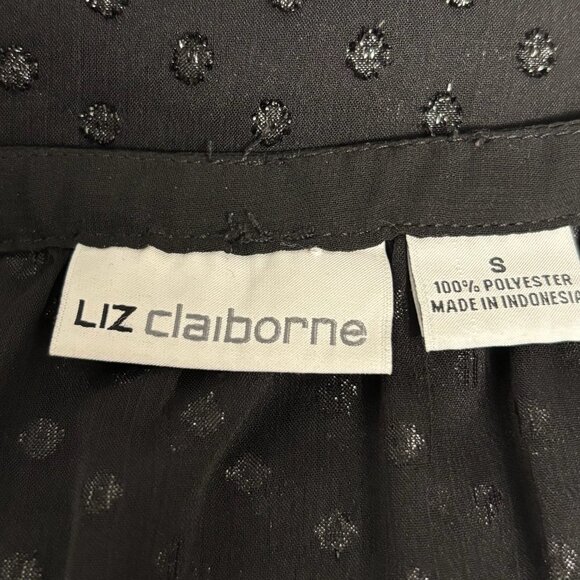 Vintage Liz Claiborne black sheer polka dot blouse S - Picture 2 of 4